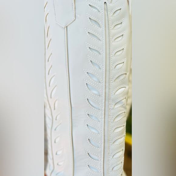 Dreamcia Women’s Wide Calf Cowboy Boots|Ivory Embroidery Design|Faux Leather|9.5 - Picture 5 of 16